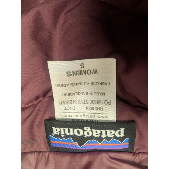 Patagonia Puffer Jacket Women's Small Burgundy Full Zip Insulated Down Coat - Picture 13 of 16